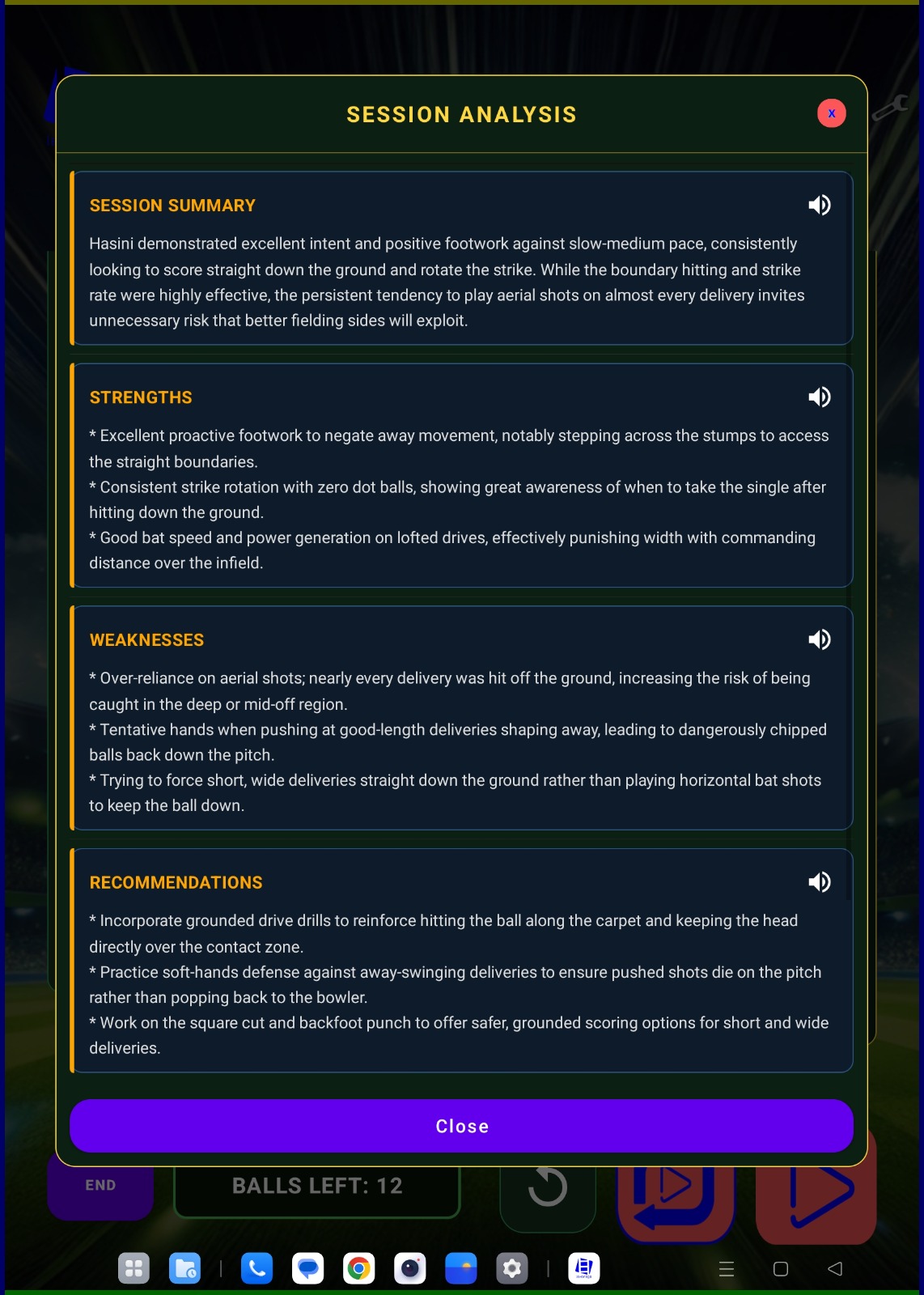 Session summary report
